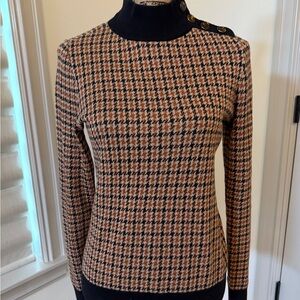 Ann Taylor Houndstooth Sweater with Button Detail XS